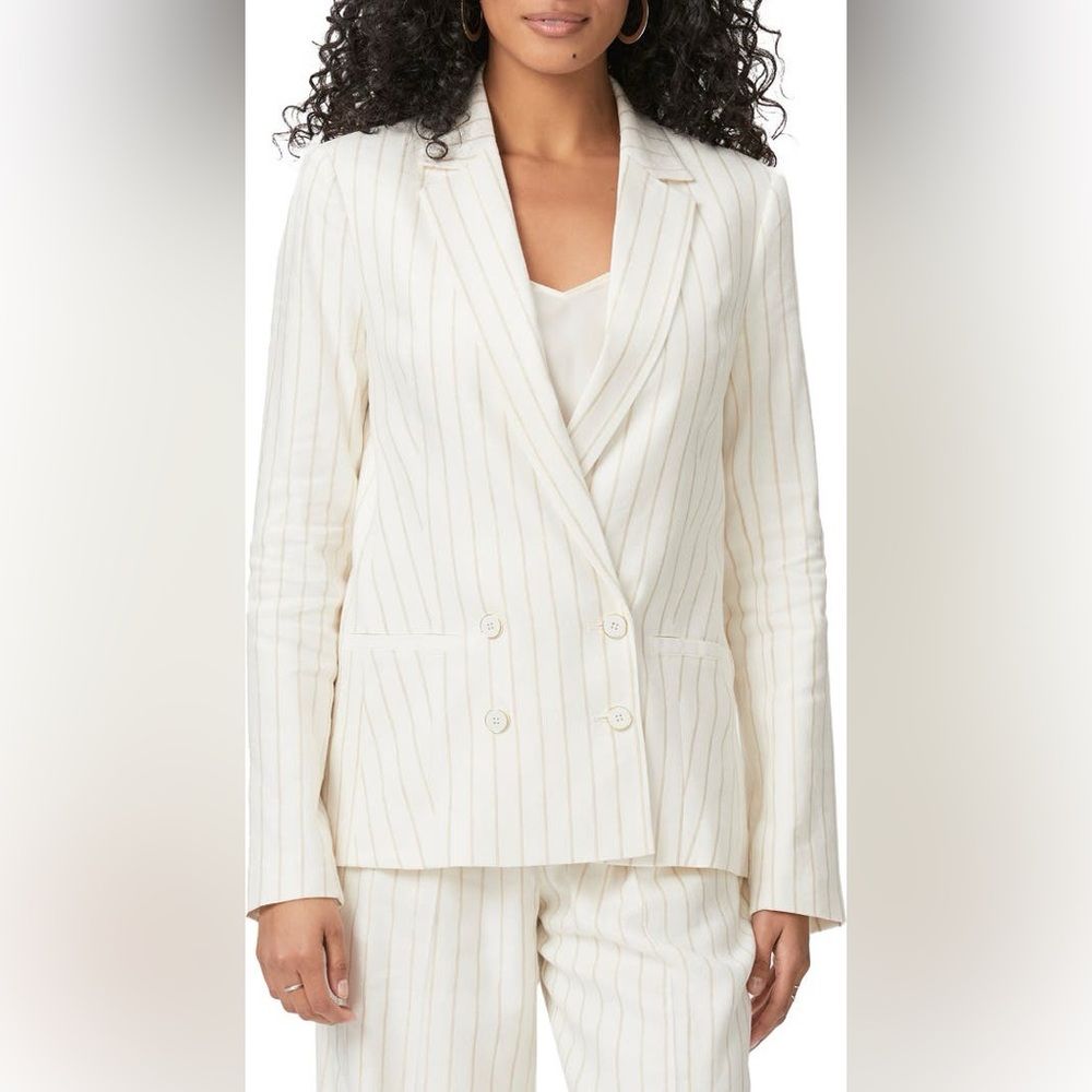 PAIGE Rosette Stripe Double
Breasted Linen Blend Blazer (NWT)